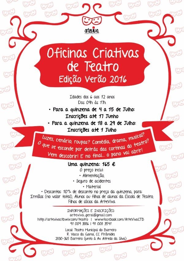 Oficinas Criativas de Teatro – Verão 2016 dos 6 aos 12 anos