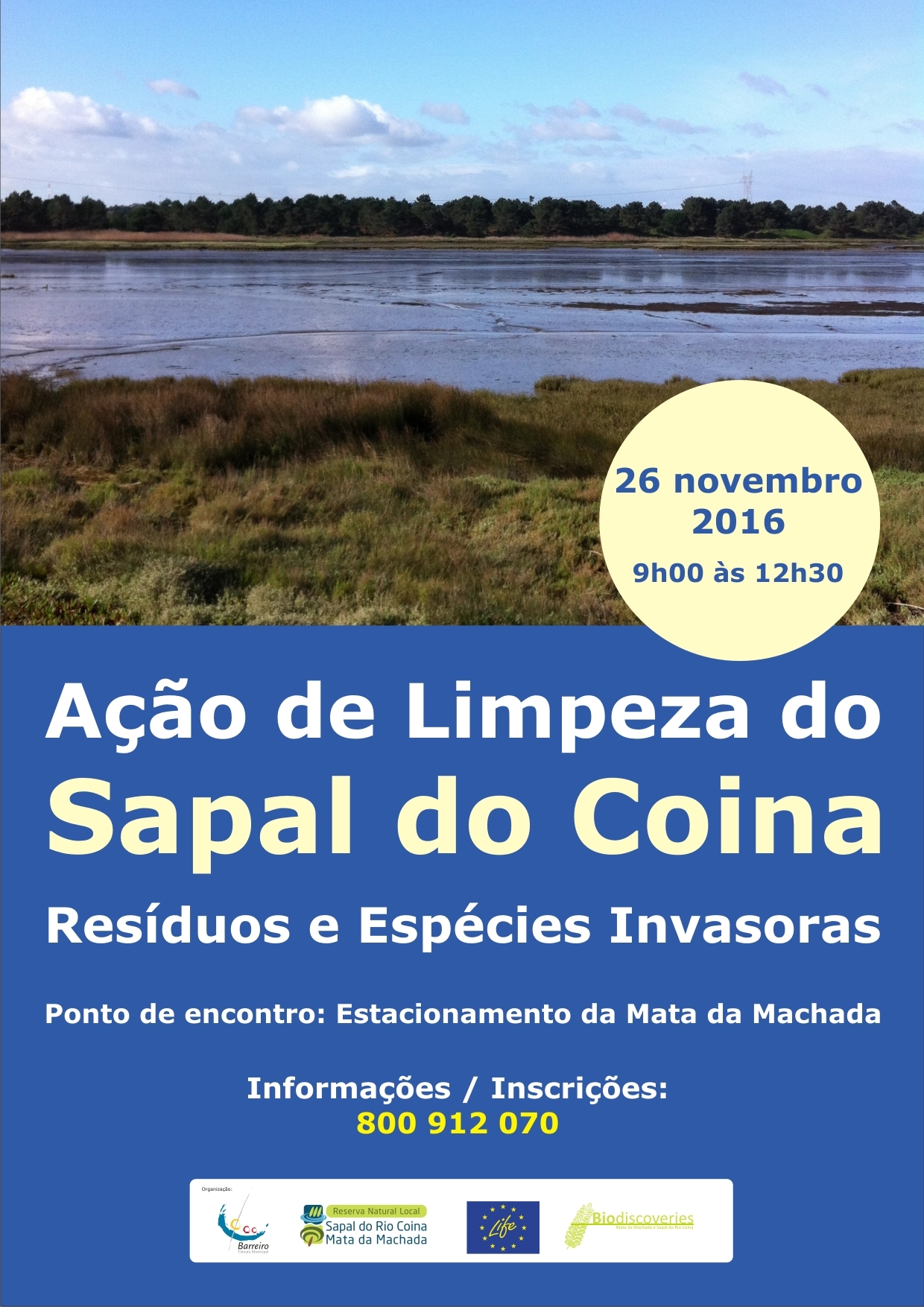 Ação de Limpeza do Sapal do Coina | Informações/ inscrições: 800 912 070