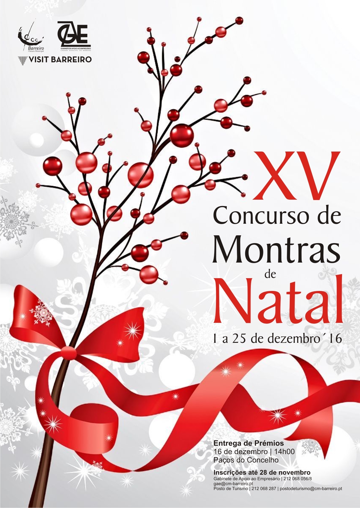 XV Concurso de Montras de Natal de 1 a 25/12/16 no Barreiro