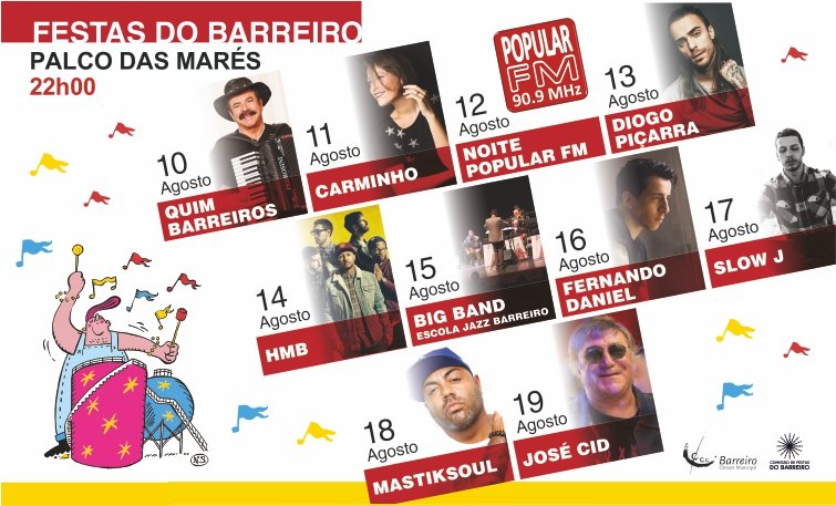 Abertura Oficial das Festas do Barreiro 6ª feira, 10 de agosto, 20h00