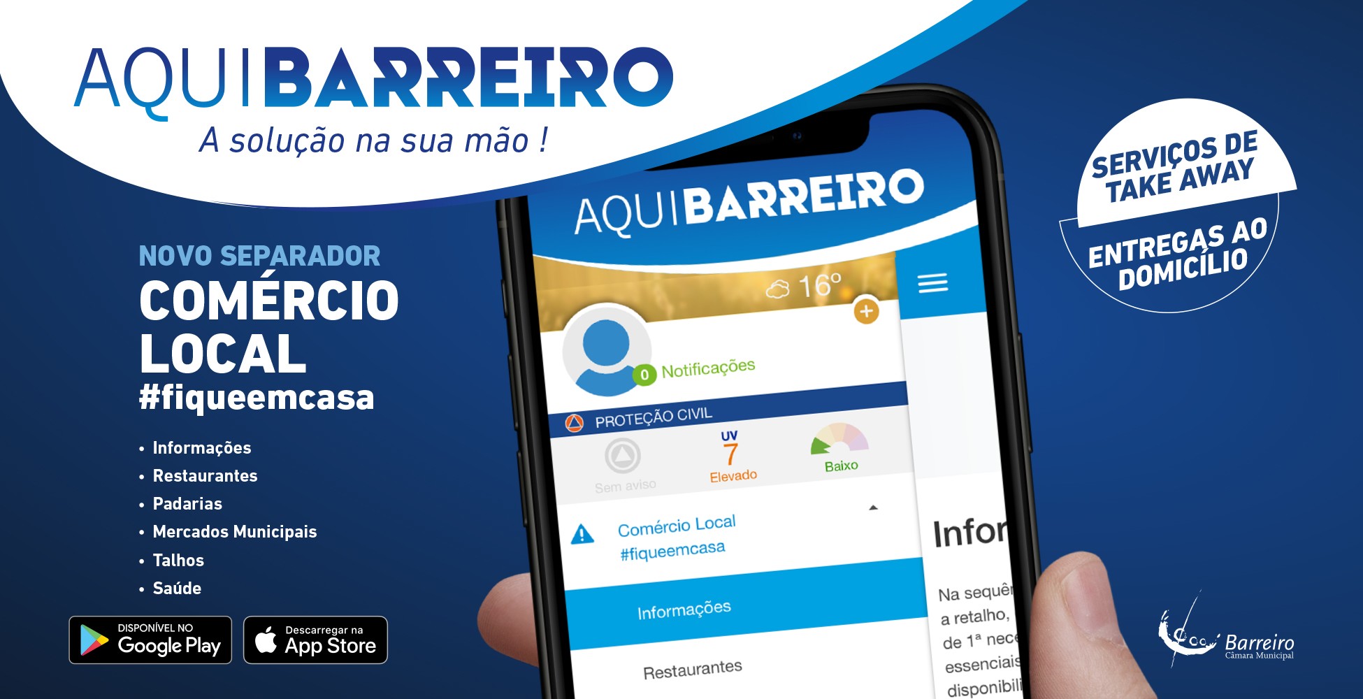 APP “Aqui Barreiro” disponibiliza secção dedicada ao Plano de Contingência – COVID-19 com informações sobre serviços essenciais à população