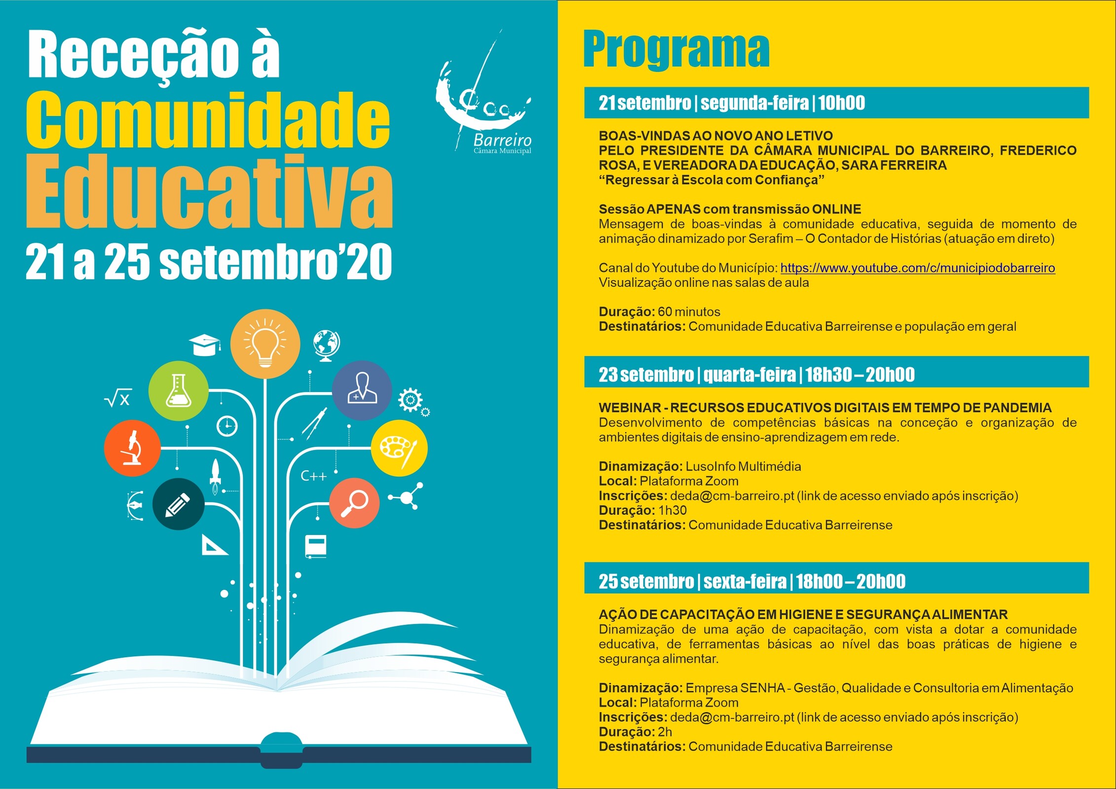 Programa da receção à comunidade educativa do ano letivo 2020/2021, de 21 a 25 de setembro de ...