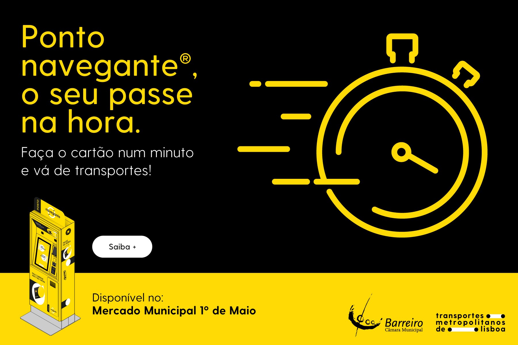 Faça o seu cartão navegante num minuto e vá de transportes | Máquina disponível no Mercado Municipal 1º de Maio